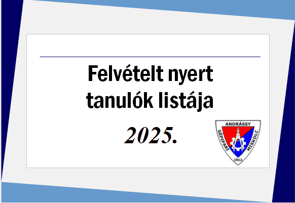 Felvételt nyert tanulók listája 2025.