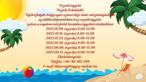 Ügyeleti rend!